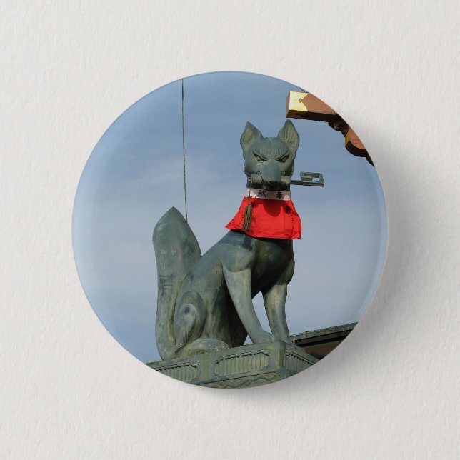 Kitsune キ ネ (Fox) mit Key in Mouth Button (Vorderseite)