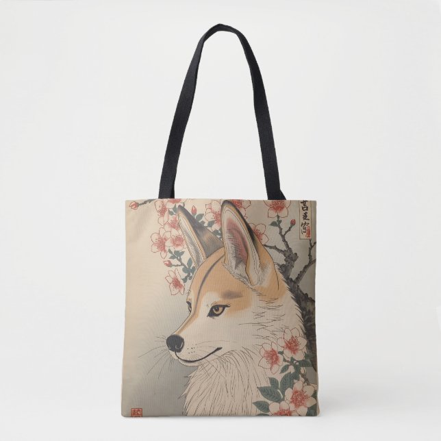 Kitsune & cherry blossom tasche (Vorderseite)