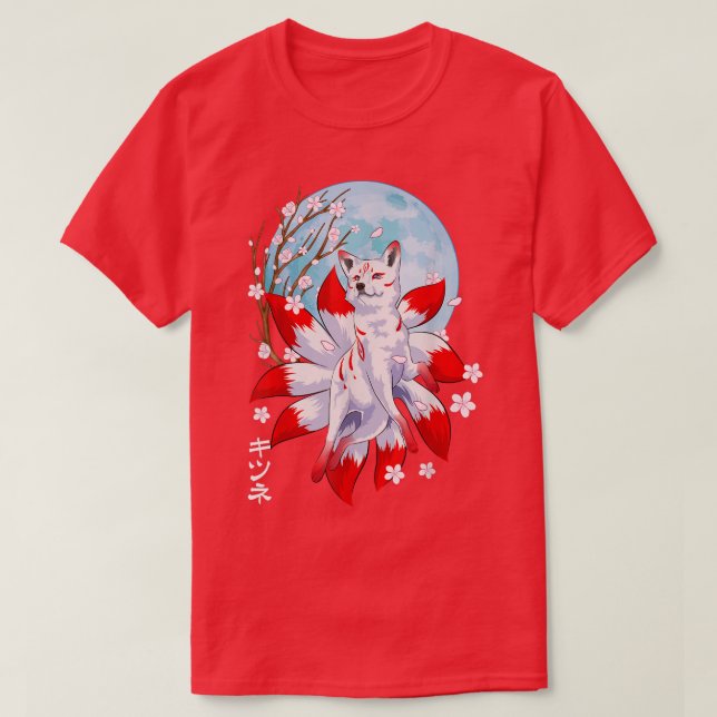 Kitsune Fo Japanese Nine Tailed Fo Magical Creatur T-Shirt (Design vorne)