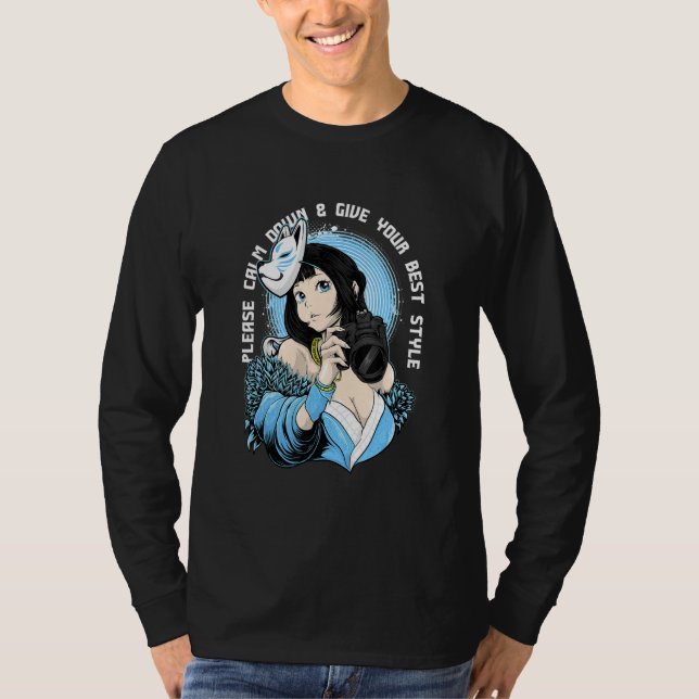 Kitsune Fotografy Girl Sad Ästhetik Edgy Stree T-Shirt (Vorderseite)
