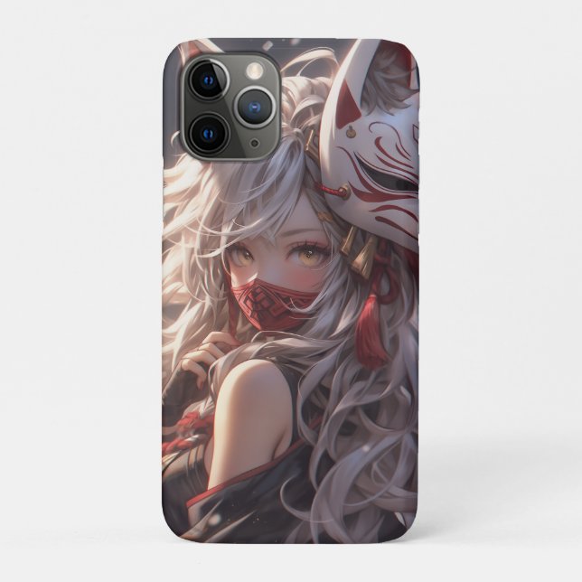 Kitsune Fox Mask Samurai Girl Japanisch Case-Mate iPhone Hülle (Rückseite)