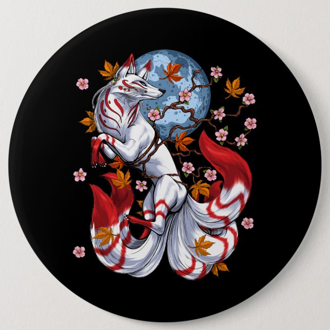 Kitsune Japanese Fox Button (Vorderseite)