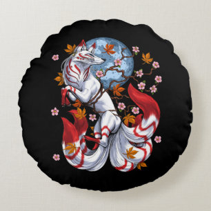 Kitsune Japanese Fox Rundes Kissen