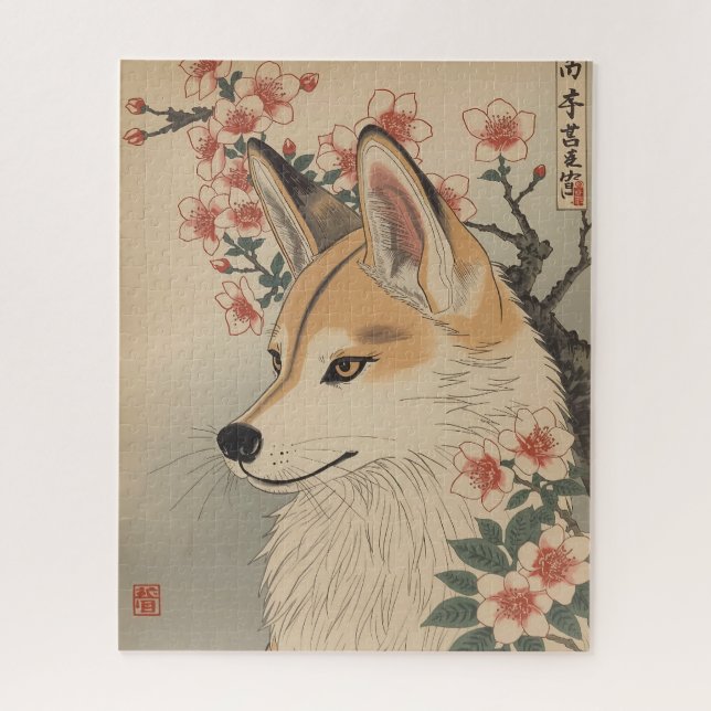 Kitsune & Kirschblüte (Vertikal)