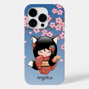 Kitsune Kokeshi Doll - Black Fox Geisha Girl Case-Mate iPhone Hülle