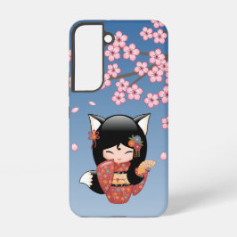 Kitsune Kokeshi Doll - Black Fox Geisha Girl Samsung Galaxy Hülle