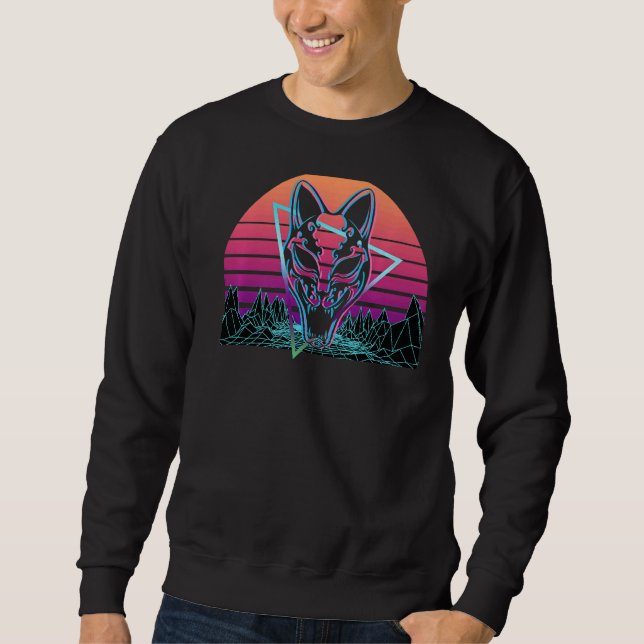 Kitsune Mask Fox Mask Retro Sweatshirt (Vorderseite)