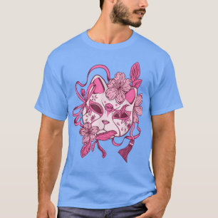 Kitsune Mask Sakura Cherry Blossom Blume Japanisch T-Shirt
