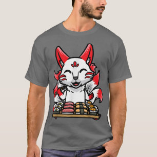 Kitsune Niedlich Anime Sushi Japanischer Nine gefi T-Shirt