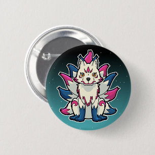 Kitsune Nine-Tails Fox: Japanisch Yokai Button