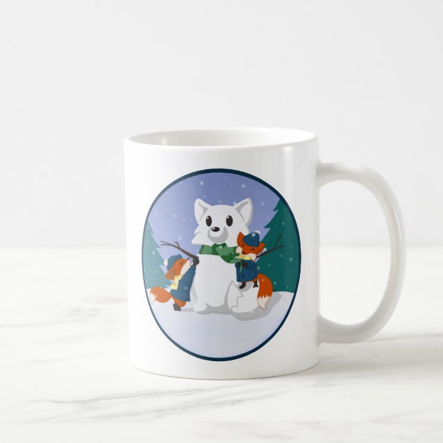 Kitsune Schnee-TagesTassen Kaffeetasse (Rechts)