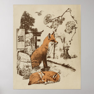 Kitsune - Traditionelles japanisches Streetwear-De Poster