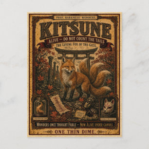 Kitsune, Vintage-Zirkus-Monster Postkarte