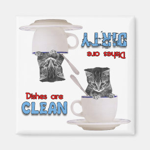 Kitte in einem Cup Katze Liebhaber Geschirrspülma Magnet