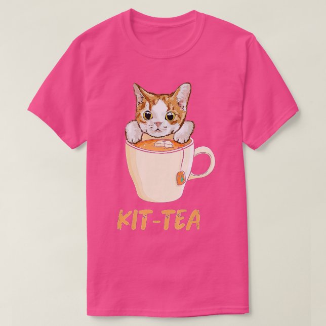 KitTea Drinker Niedlich Kitty Teacup Kitten Funny  T-Shirt (Design vorne)