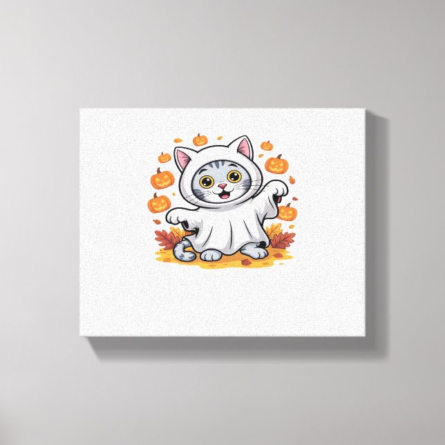 Kitten als Geist zu Halloween Classic T- Leinwanddruck (Vorderseite)
