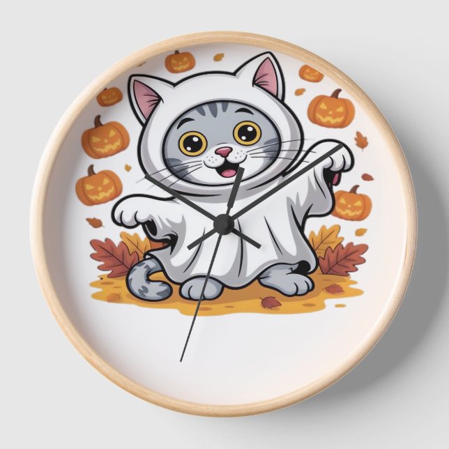Kitten als Geist zu Halloween Classic T- Uhr (Vorderseite)