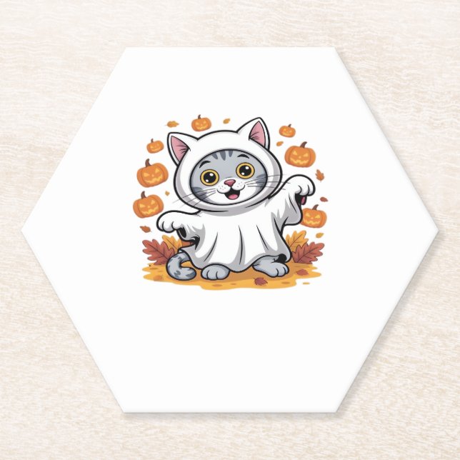 Kitten als Geist zu Halloween Classic T- Untersetzer (Vorderseite)