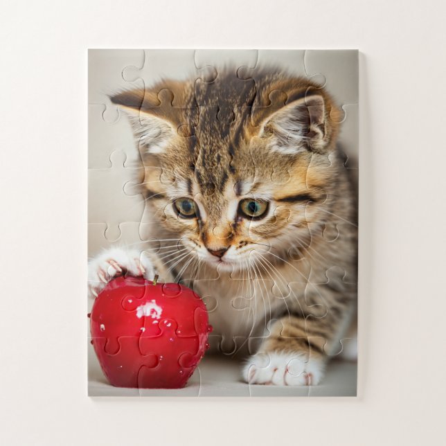 Kitten and Red Love Apple (Vertikal)