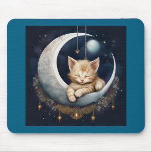 Kitten Asleep auf dem Crescent Moon Objekt Mousepad