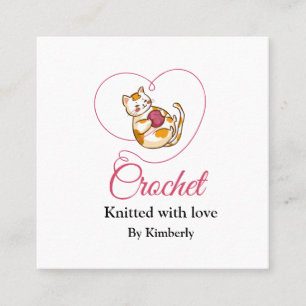 Kitten avec coeur crochet carré carte de visite