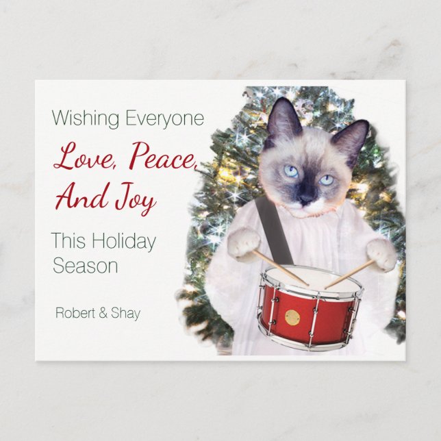 Kitten Carol Christmas Postcard Feiertagspostkarte (Vorderseite)