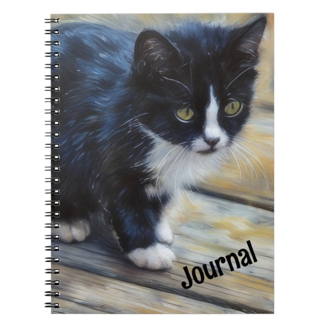 Kitten Cat Art Black and White Kitten Personal Notizblock (Vorderseite)