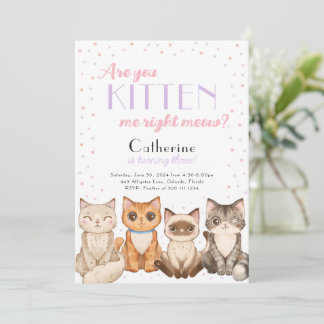 Kitten Cat Geburtstagsparty Einladung