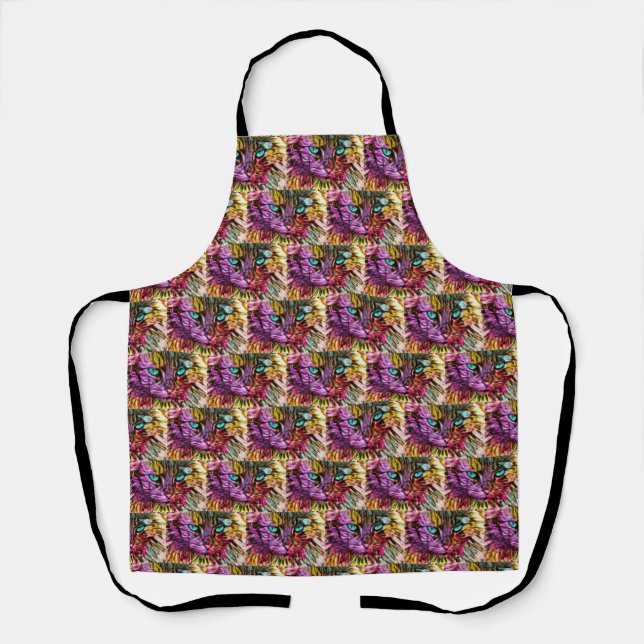 Kitten Cat Künstlerisch Design Schürze (Vorderseite)