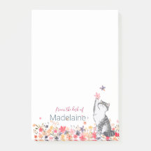 Kitten Cat Lovers Floral Personal Post-it Notes