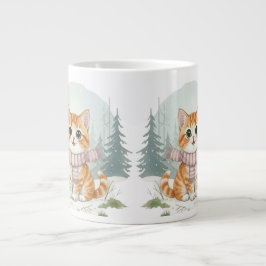 Kitten Cat Mug, Watercolor Cat Lover Gift Jumbo-Tasse