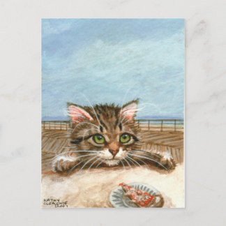 Kitten Cat Pizza Beach Carte postale