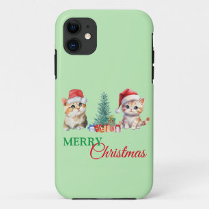 Kitten Cat Santa Red Green Frohe Weihnachts-Party Case-Mate iPhone Hülle