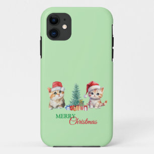 Kitten Cat Santa Red Green Frohe Weihnachts-Party Case-Mate iPhone Hülle