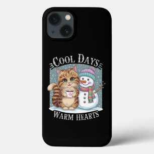 Kitten Cat und Snowman Friends Share Coffee Winter Case-Mate iPhone Hülle