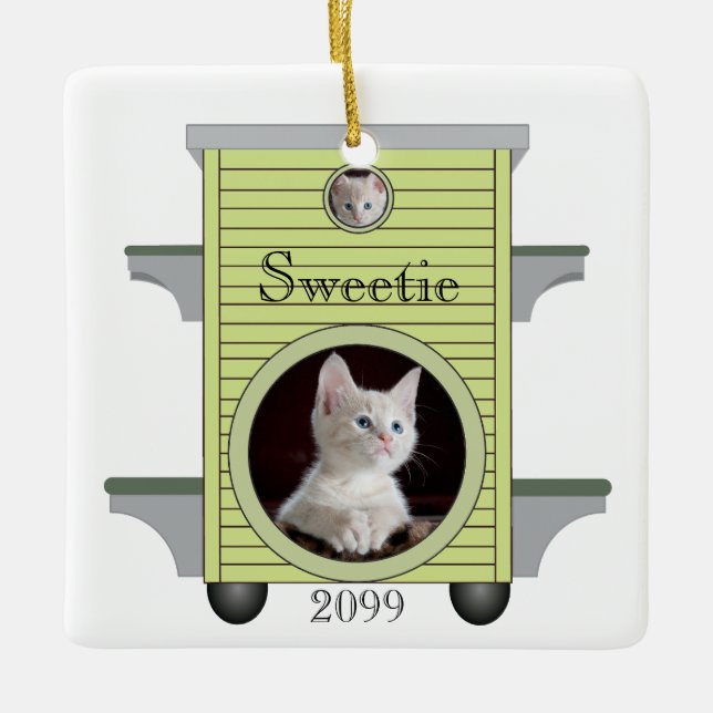 Kitten Cat Upload Foto Cat House Rahmen Keramikornament (Vorderseite)