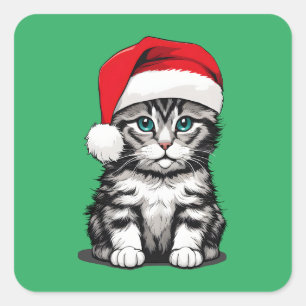 Kitten Christmas Quadratischer Aufkleber