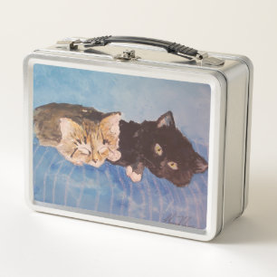 Kitten Comfort Maureen Girard Stripes Blue Metall Brotdose