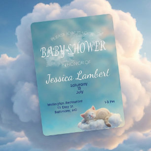 Kitten Dans Les Nuages Baby shower Invitation