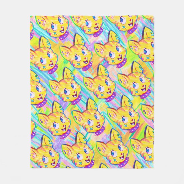 Kitten Doodle Fleecedecke (Vorderseite)