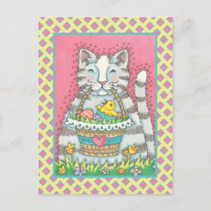 KITTEN & EASTER BASKET, NIEDLICHER CAT-URLAUB POST POSTKARTE