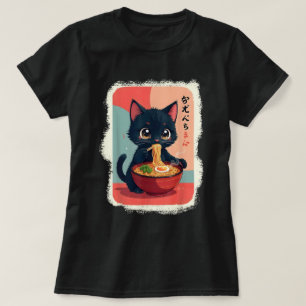 Kitten essen japanische Nudeln Anime Baby Cat Ra T-Shirt