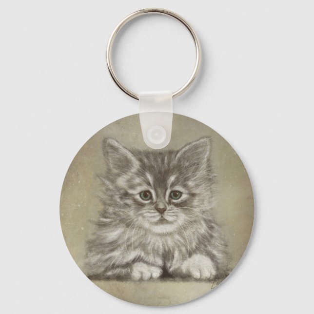 Kitten Face | Schönes digitales Bild der Katze Schlüsselanhänger (Vorderseite)
