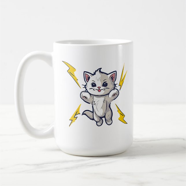 Kitten fierce pussy cat lightning bolts FEMALE ERA Kaffeetasse (Links)