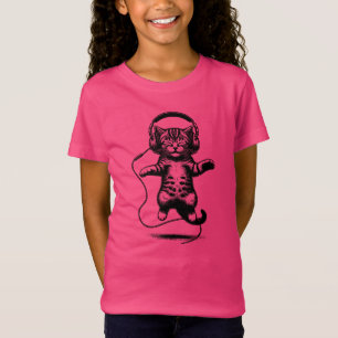 Kitten Floating Trage Kopfhörer, Audiophile Katze T-Shirt