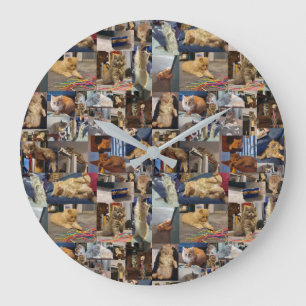 Kitten Foto Collage, Wall Clock Große Wanduhr