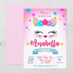 Kitten Geburtstagseinladung, Kitten Party Einladung