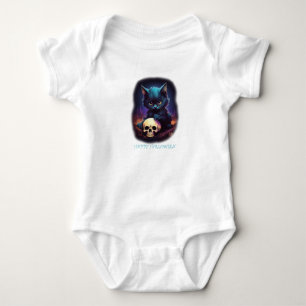 Kitten Halloween Skull Baby Strampler