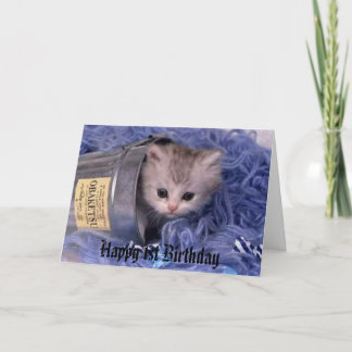 Kitten Happy 1. Geburtstag Karte