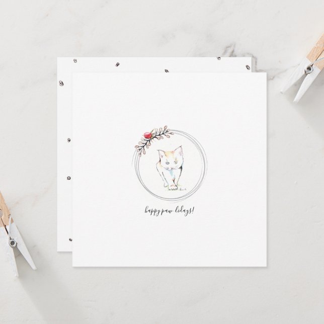 Kitten Happy Paw-Lidays Weihnachten Karte (Vorderseite/Rückseite Beispiel)